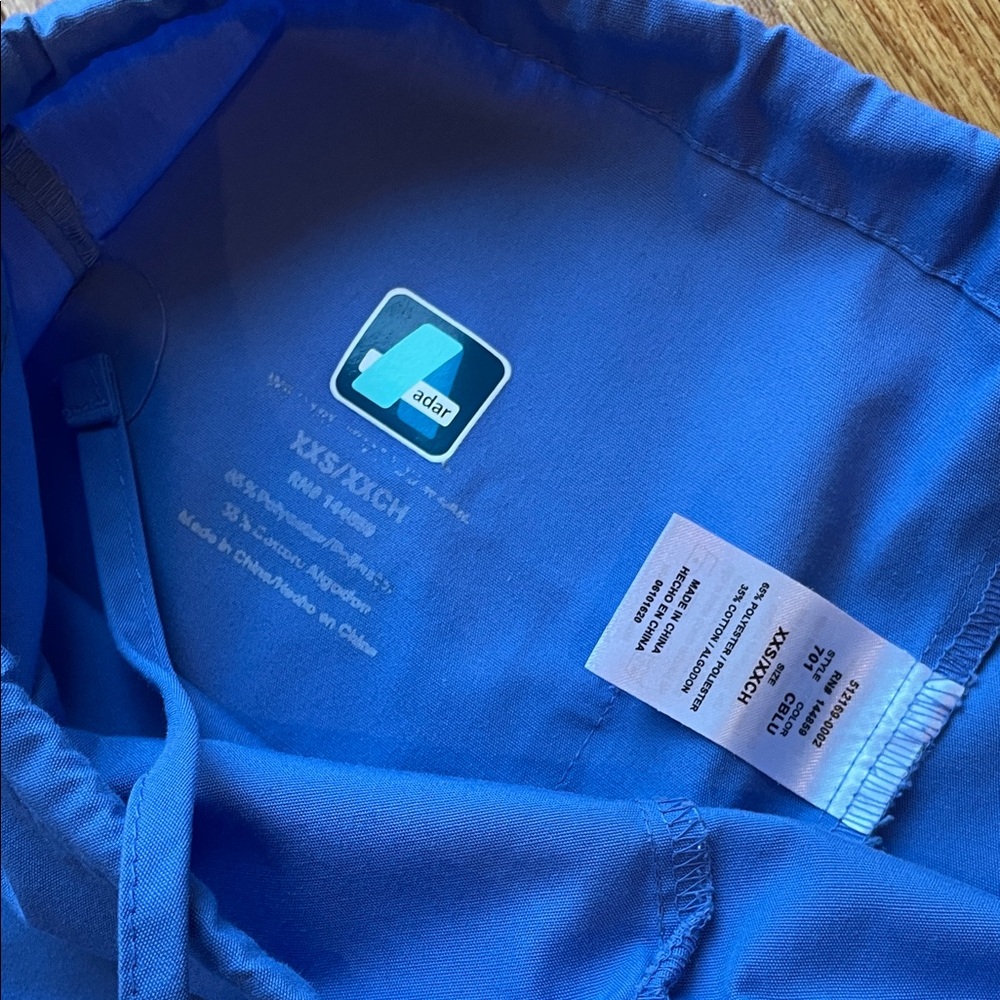 Blue Drawstring Scrub Pants - Picture 2 of 2